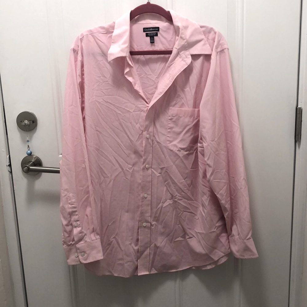 Men’s Pink and White Striped Button Down